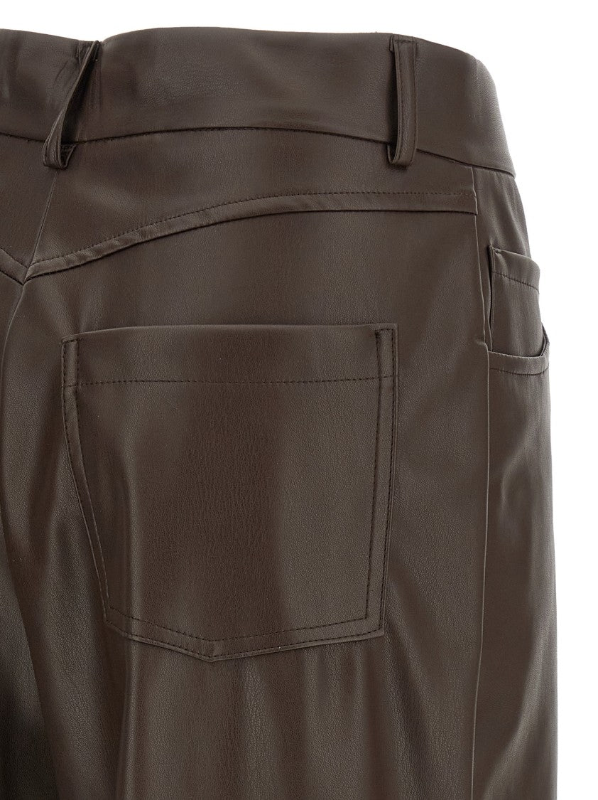 Nude Leather-Effect Bermuda Shorts
