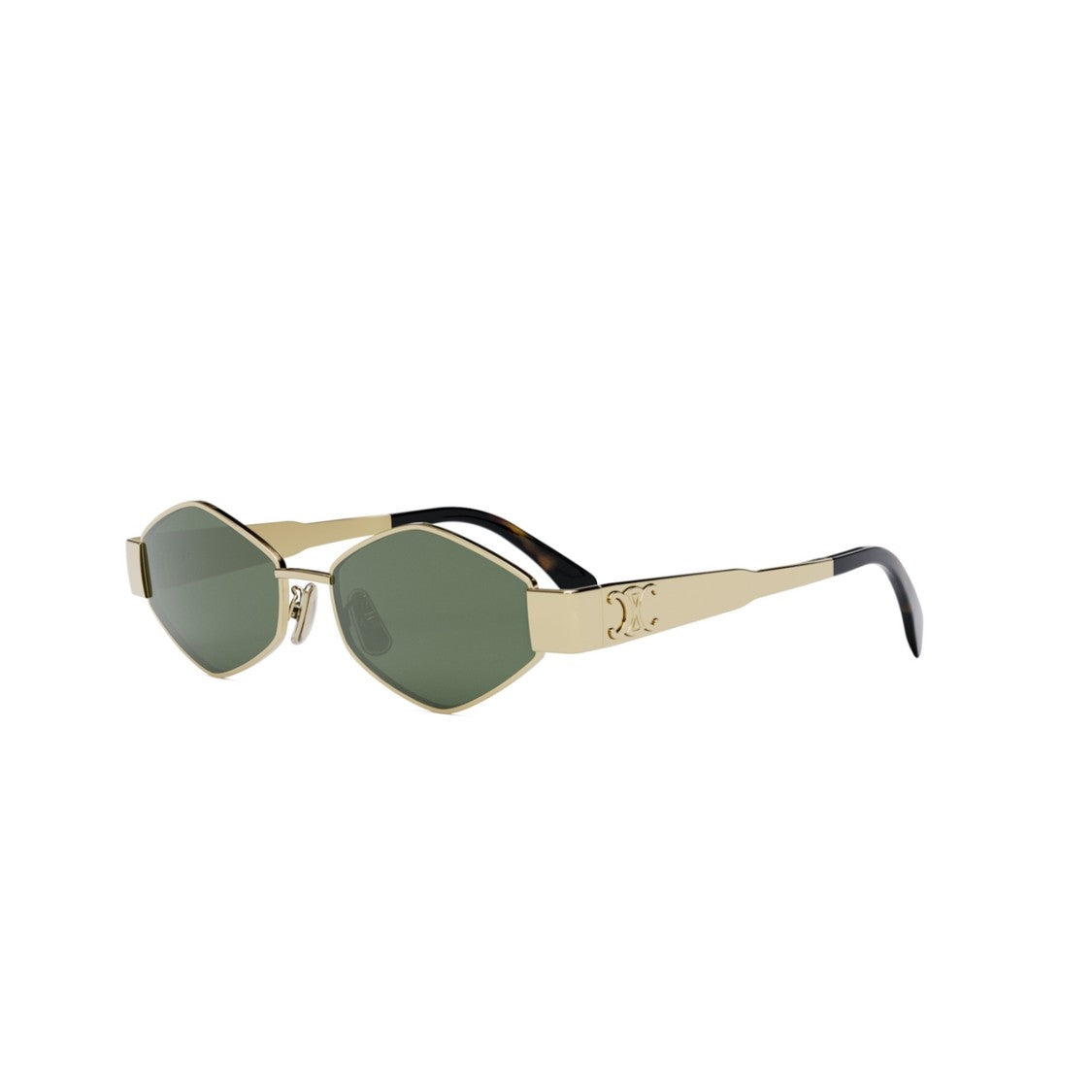 Celine Hexagonal Geometric Sunglasses With Polished Gold Frame