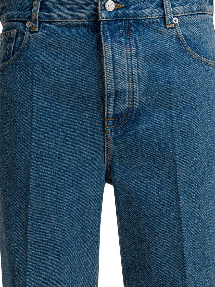 Valentino Straight-Leg Denim Jeans With Metallic Cabochon Accents