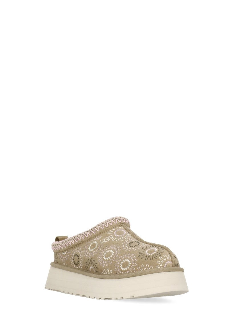 Ugg Beige Tazz Embroidered Suede Loafers