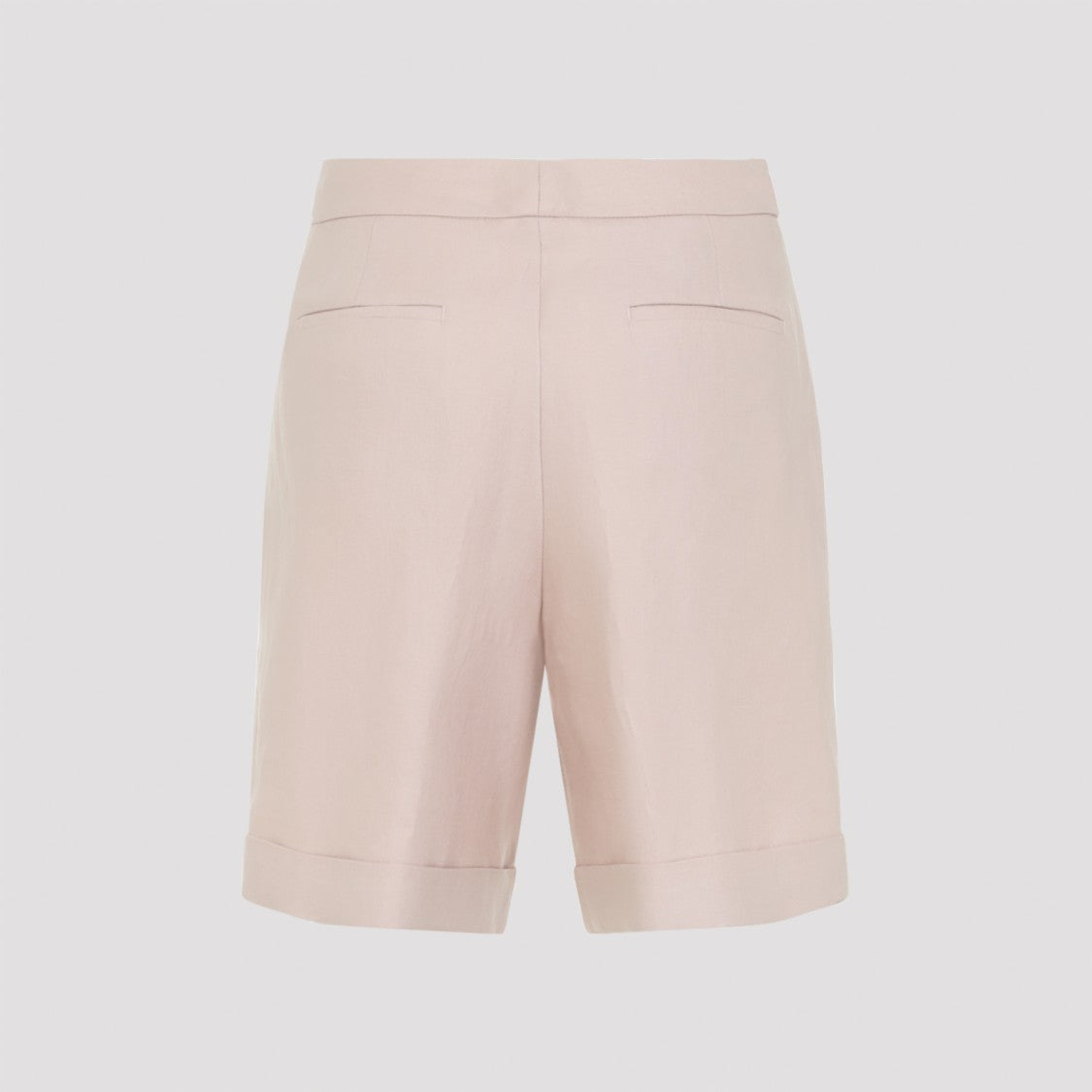Peserico Tailored High-Waist Linen Bermuda Shorts With Cuffed Hems