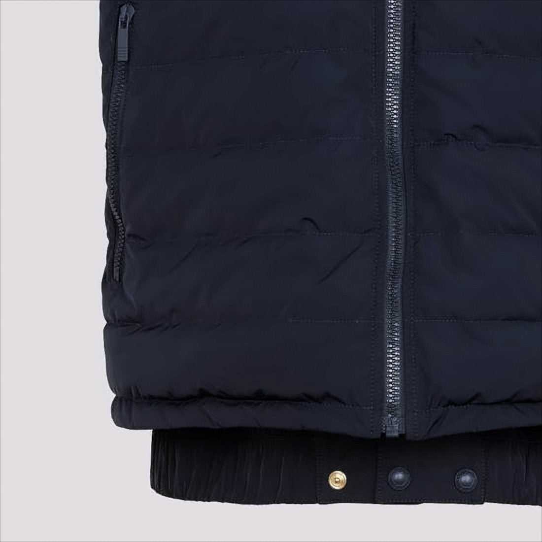 Thom Browne Quilted Padded Vest With High Collar And Striped Detail