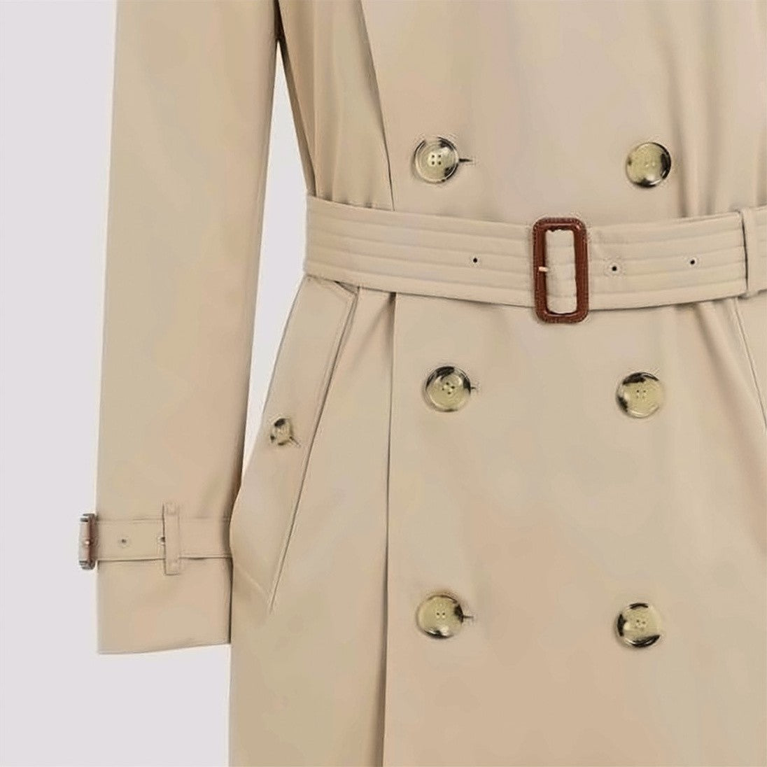 Burberry Mid-Length Double-Breasted Trench Coat With Tortoiseshell Buttons