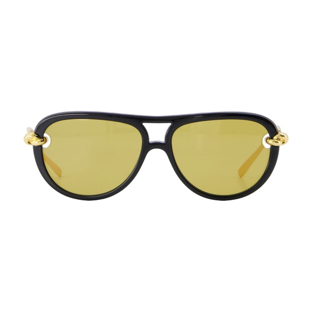 Bottega Veneta Bold Black Acetate Sunglasses With Gold Detailing