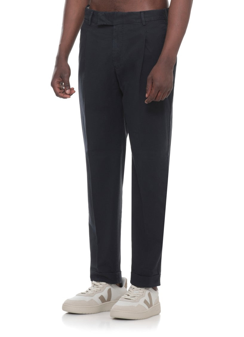 Pt Torino Blue Cotton Straight-Leg Pants