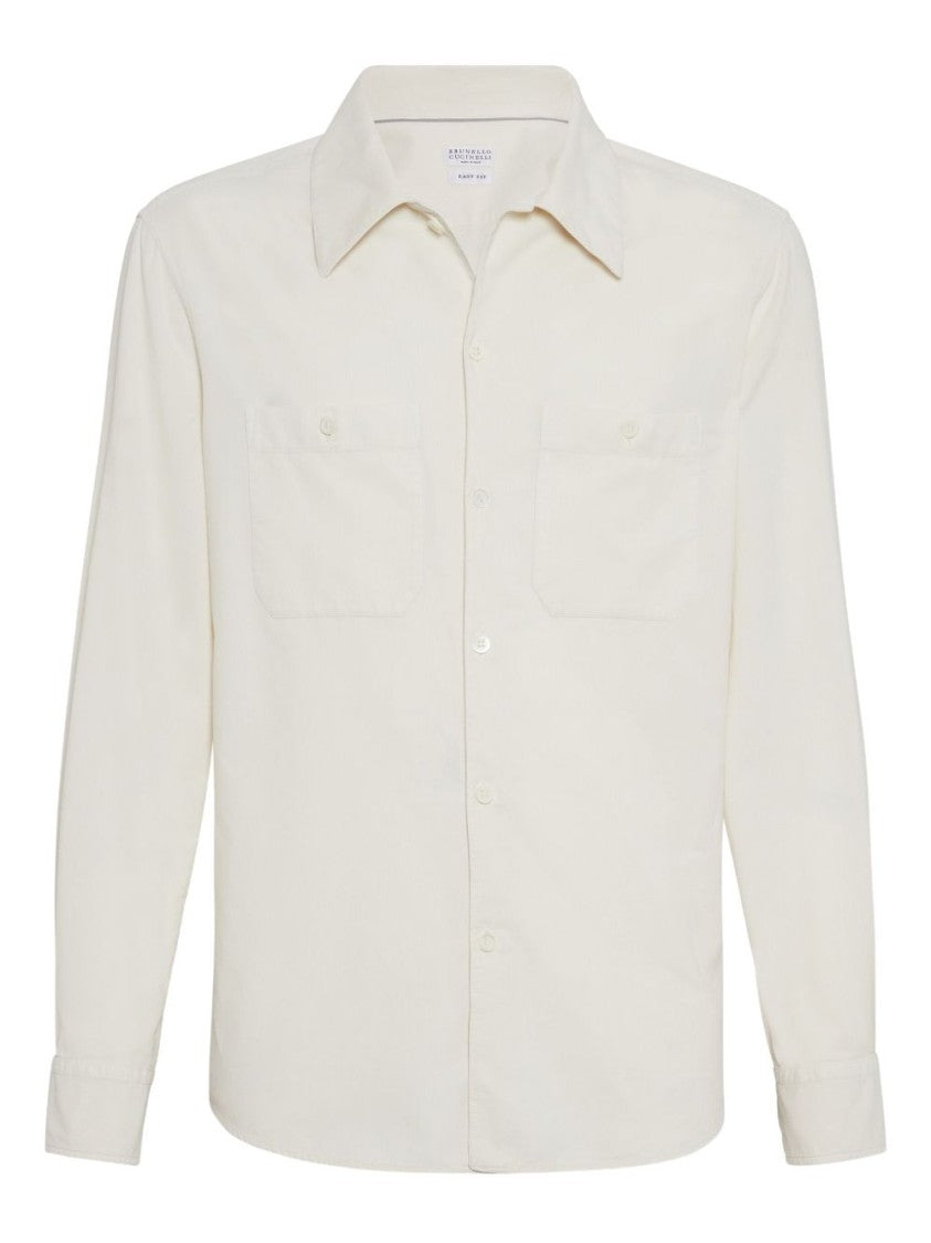 Brunello Cucinelli White Tailored Casual Shirt With Minimalist Design