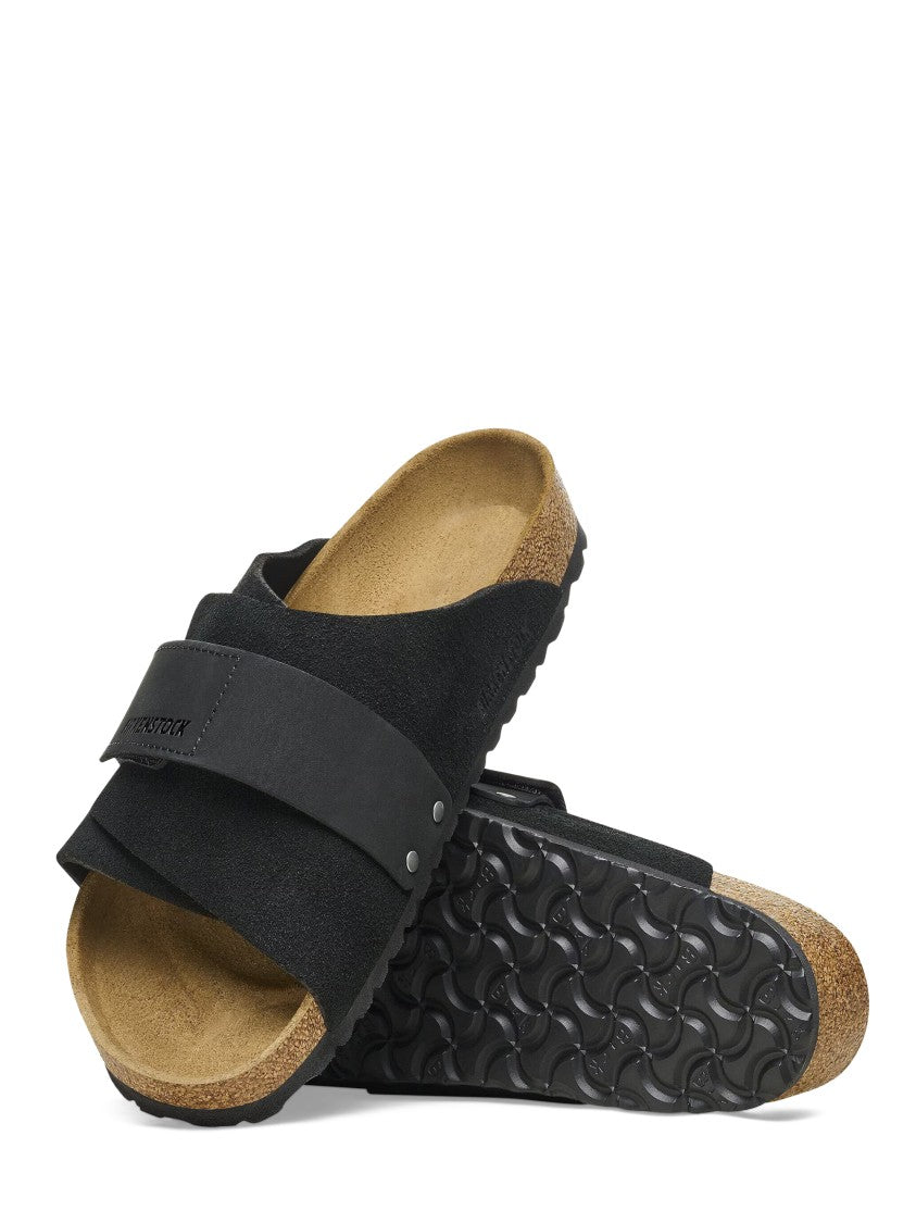 Birkenstock Black Suede Nubuck Sandals With Contoured Footbed