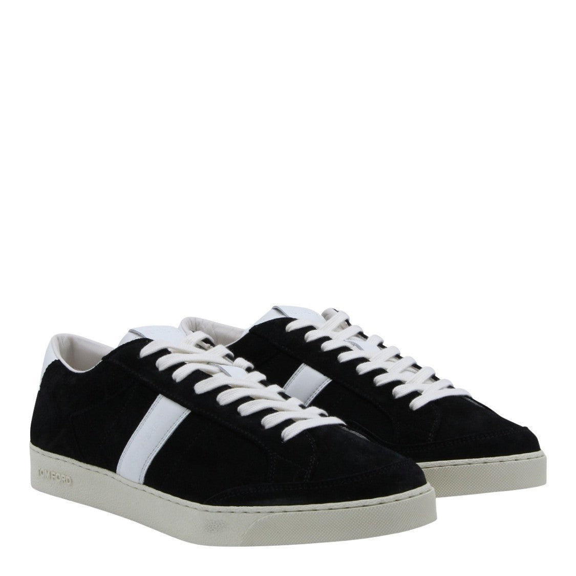 Tom Ford Black Suede Sneakers With Leather Accents