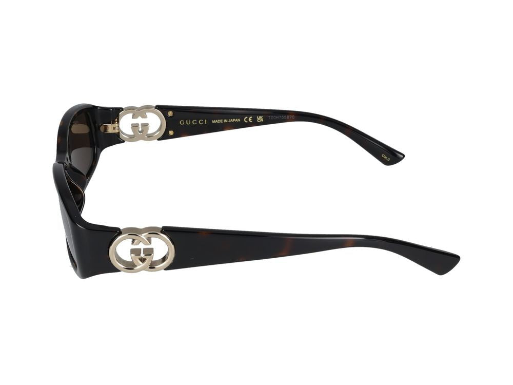 Gucci Havana Gg1661s Rectangular Tortoiseshell Sunglasses