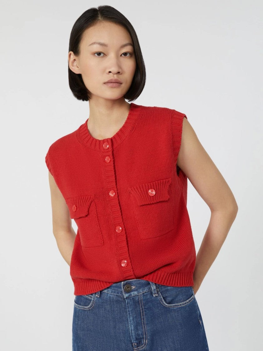 Max Mara Caprara Knitted Vest With Ribbed Trims