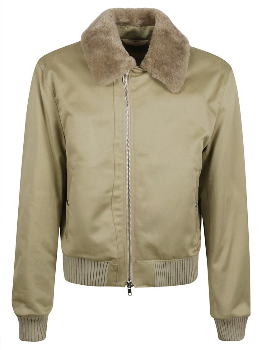 Burberry Bomber-Style Coat With Plush Collar