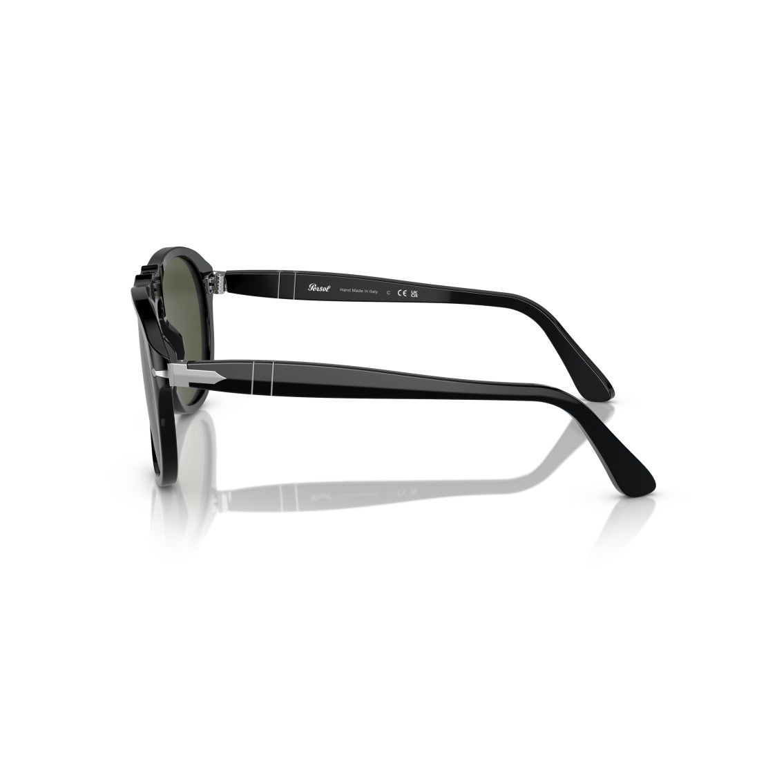 Persol 0Po0649 Glossy Black Aviator Sunglasses With Double Bridge Design