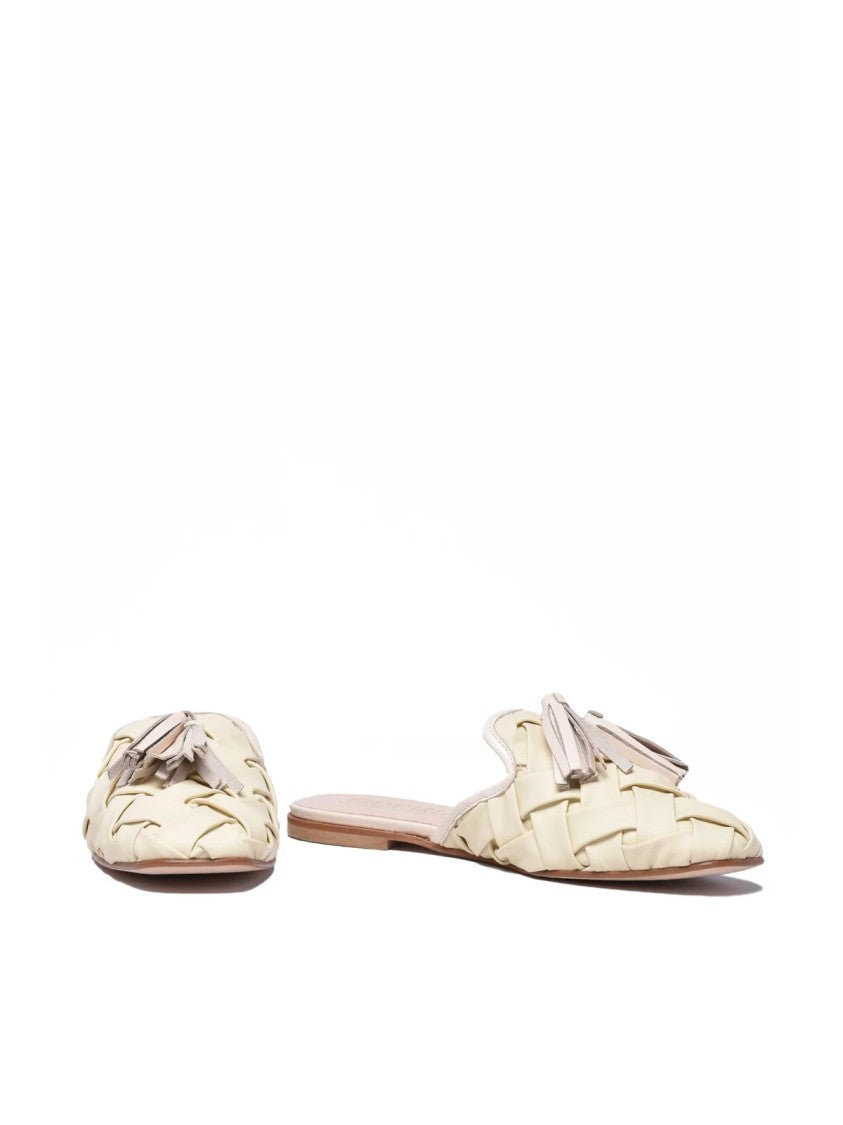 Giancarlo Abbigliamento White Woven Leather Mules