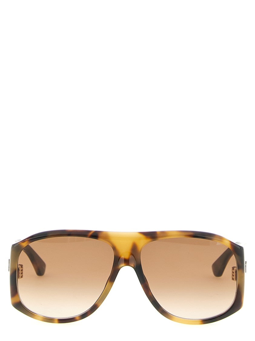 Chloé Rectangular Tortoiseshell Sunglasses With Metal Logo Accents