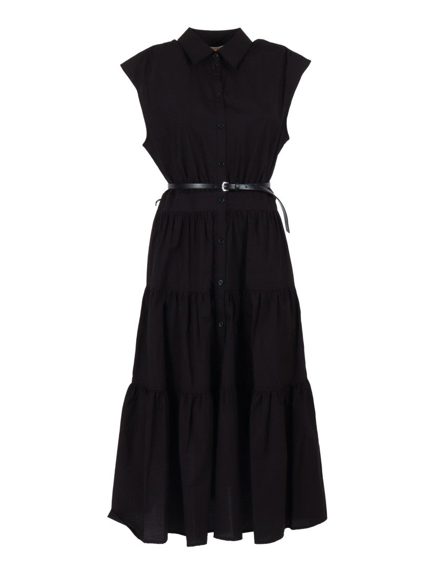Michael Kors Poplin Midi Tiered Shirt Dress