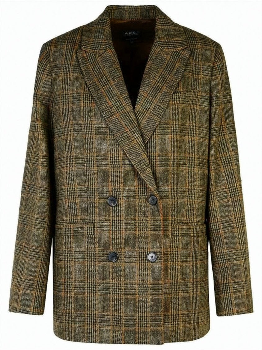 A.P.C. Plaid Double-Breasted Suit Jacket