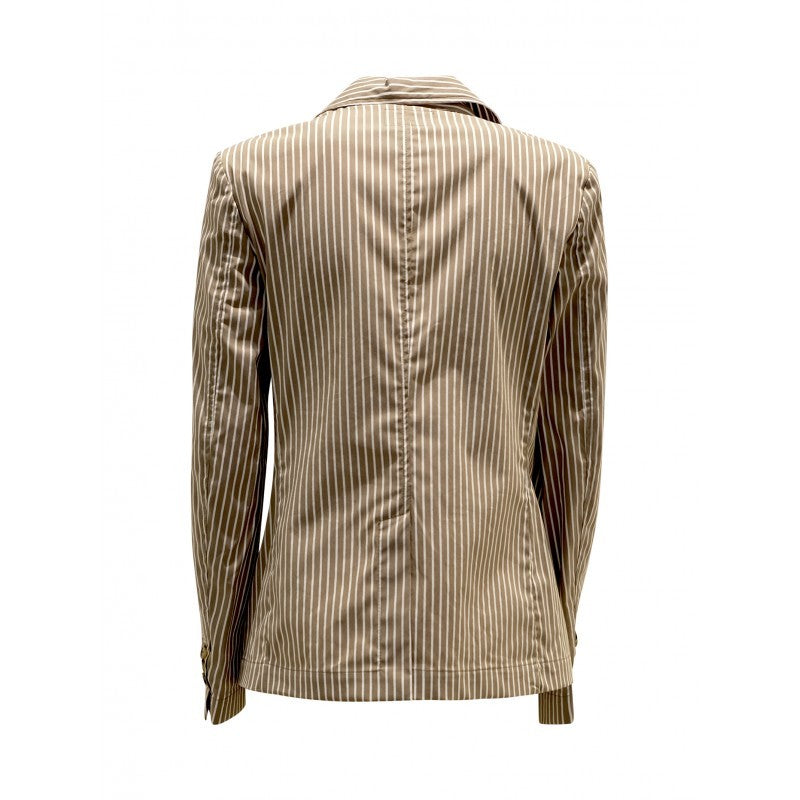 Myths Taupe Stripes Cotton Blazer