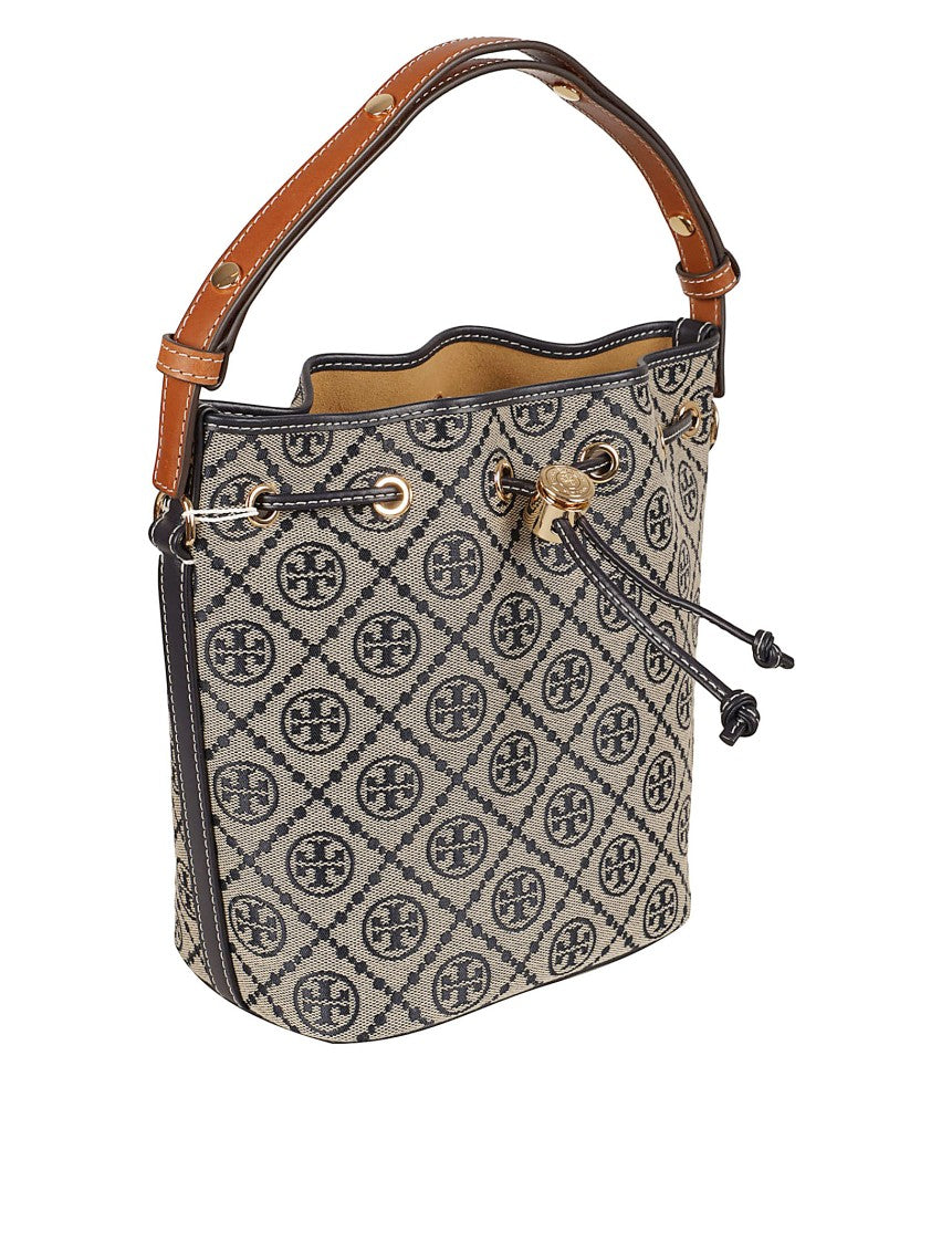 Tory Burch Structured Bucket Bag With Distinctive Pattern