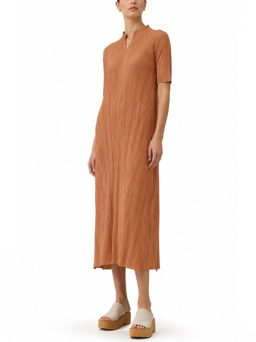 Pleats Please Issey Miyake Neutral Monthly Colors Pleated Midi Dress