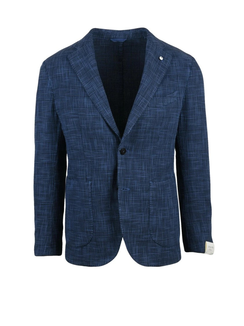 L.B.M. 1911 Blue Cotton Silk Rounded Blazer