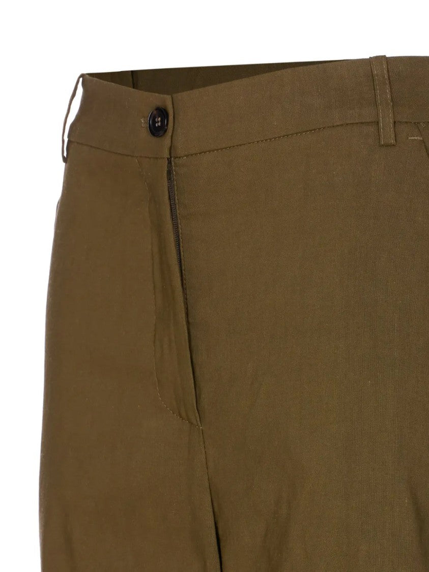Pinko Relaxed Fit Brown Linen And Viscose Shorts