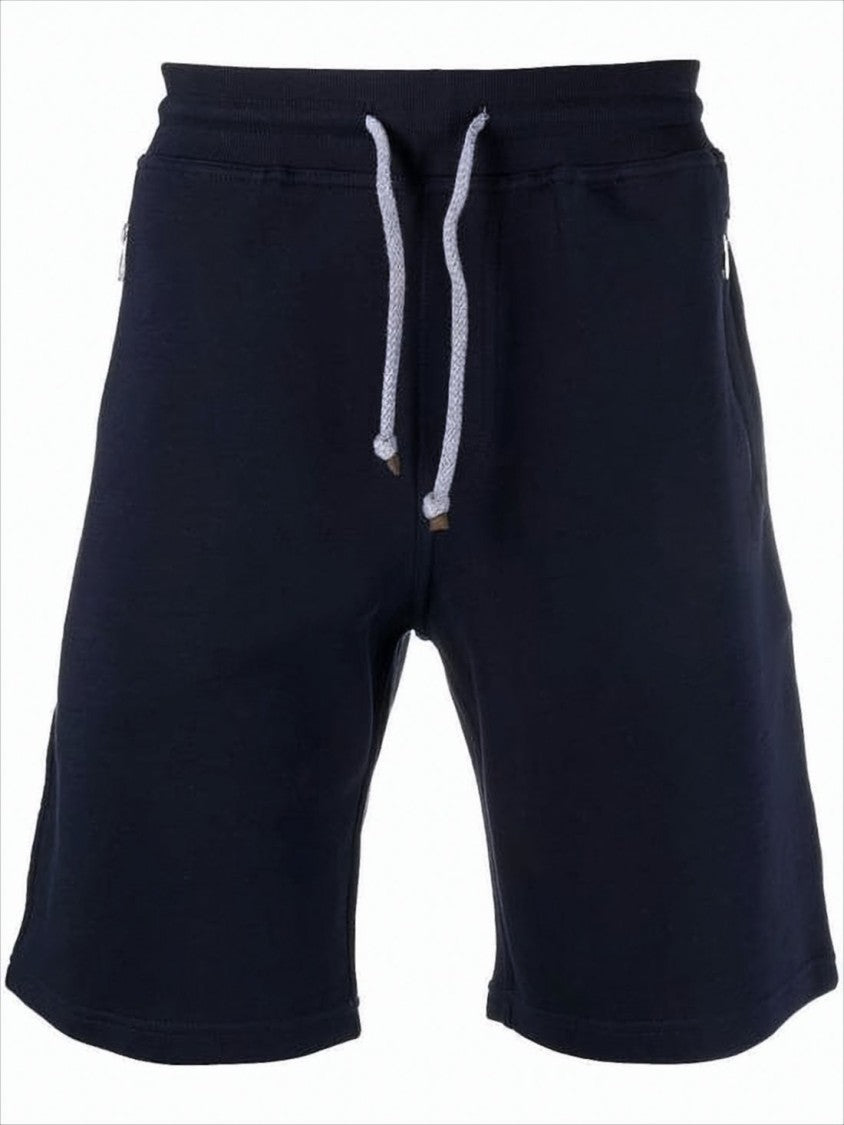 Brunello Cucinelli Tailored Blue Shorts With Drawstring Waistband