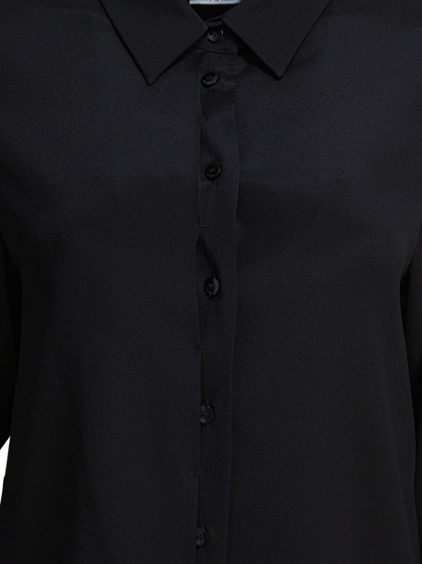 Max Mara Relaxed Fit Black Silk-Elastane Blend Shirt