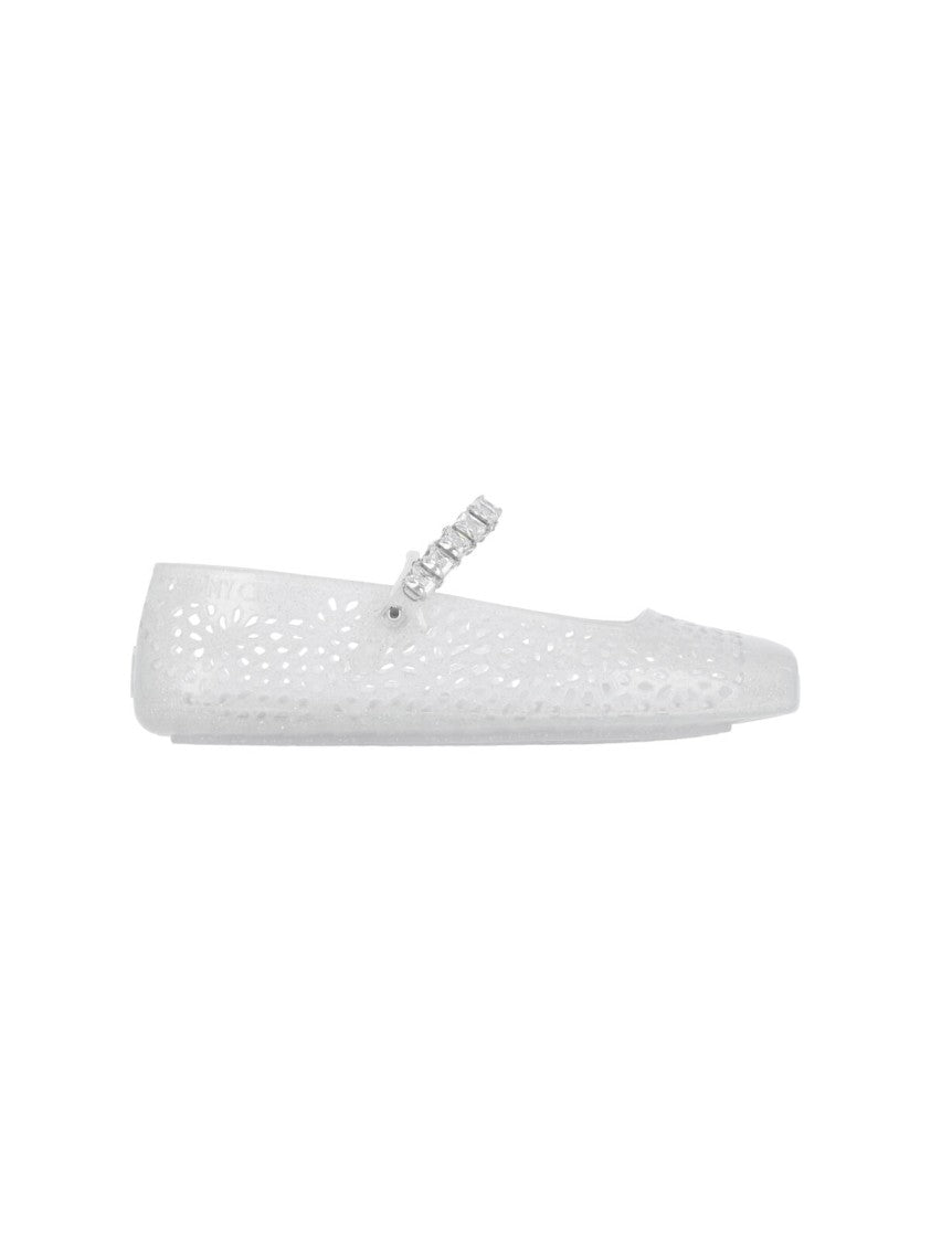 Jimmy Choo Silver Mary Jane Jelly Flats