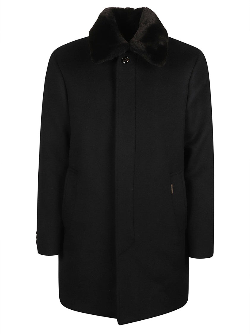 Moorer Simmons-Le Black Fur Collar Wool-Cashmere Parka