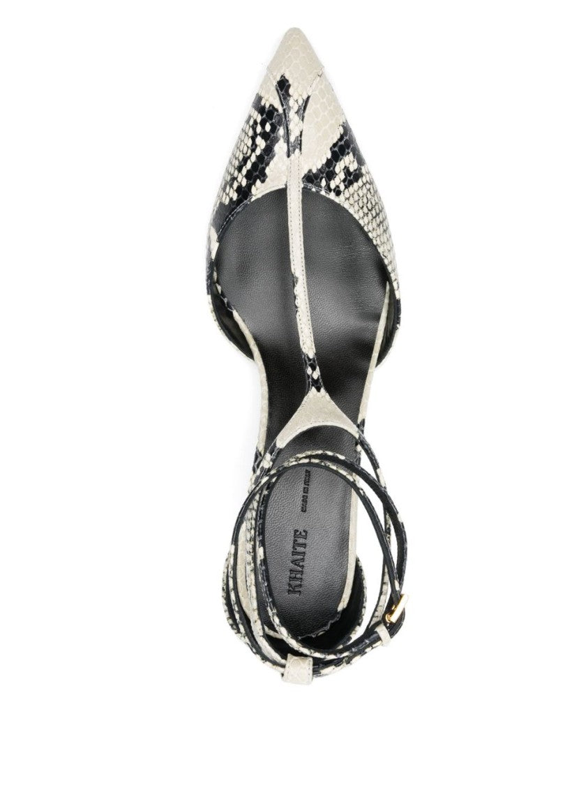 Khaite Python-Embossed Calfskin T-Bar Pumps