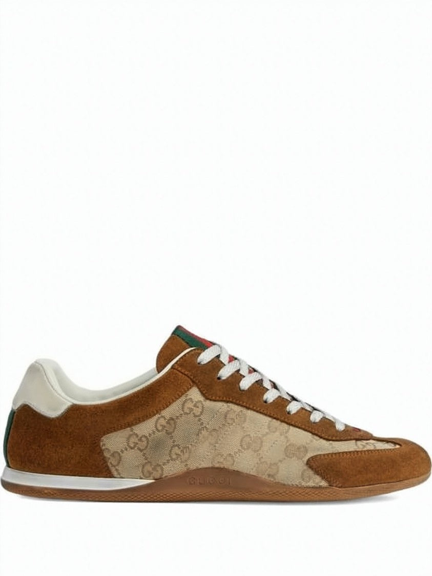 Gucci Low-Profile Suede And Canvas Sneakers With Monogram Detail