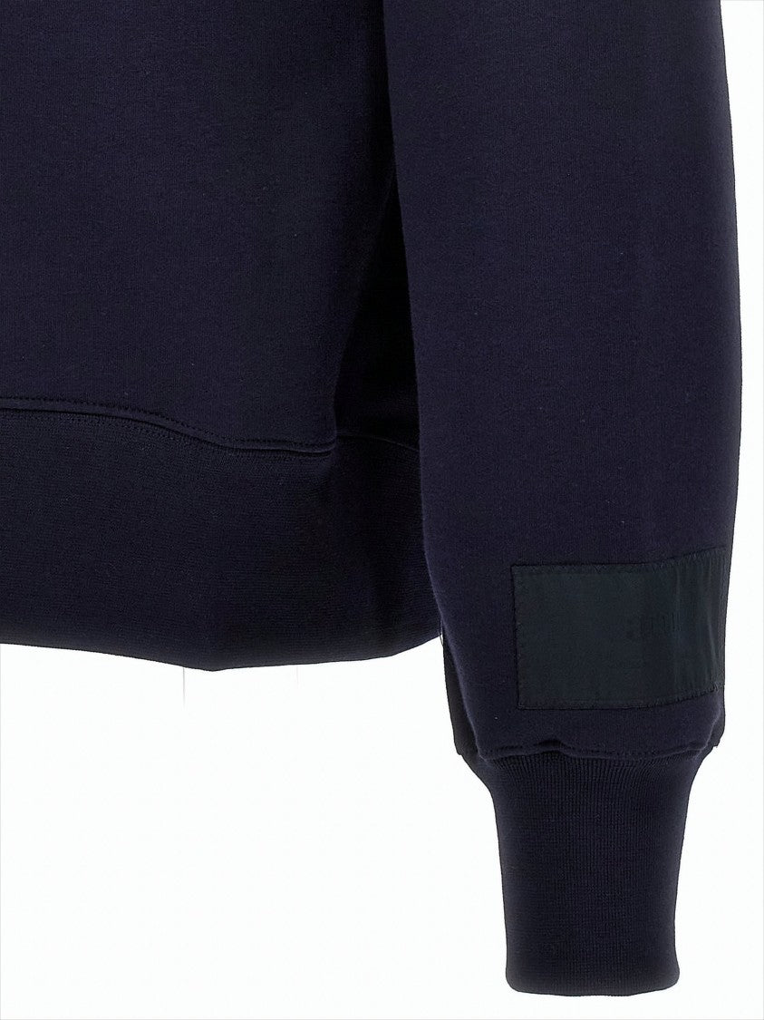 Ami Paris Crew Neck Sweatshirt With Satin Patch Logo