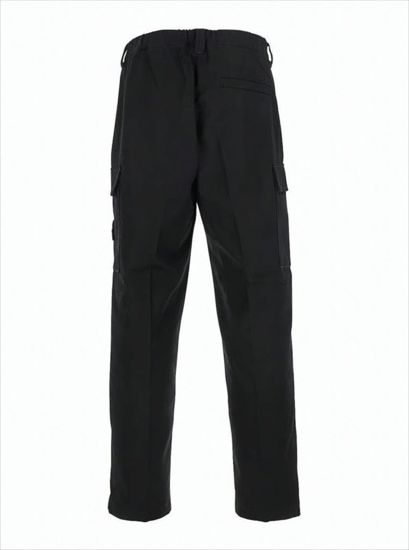 Stone Island Classic Mid-Rise Black Straight Pants With Cargo Pockets