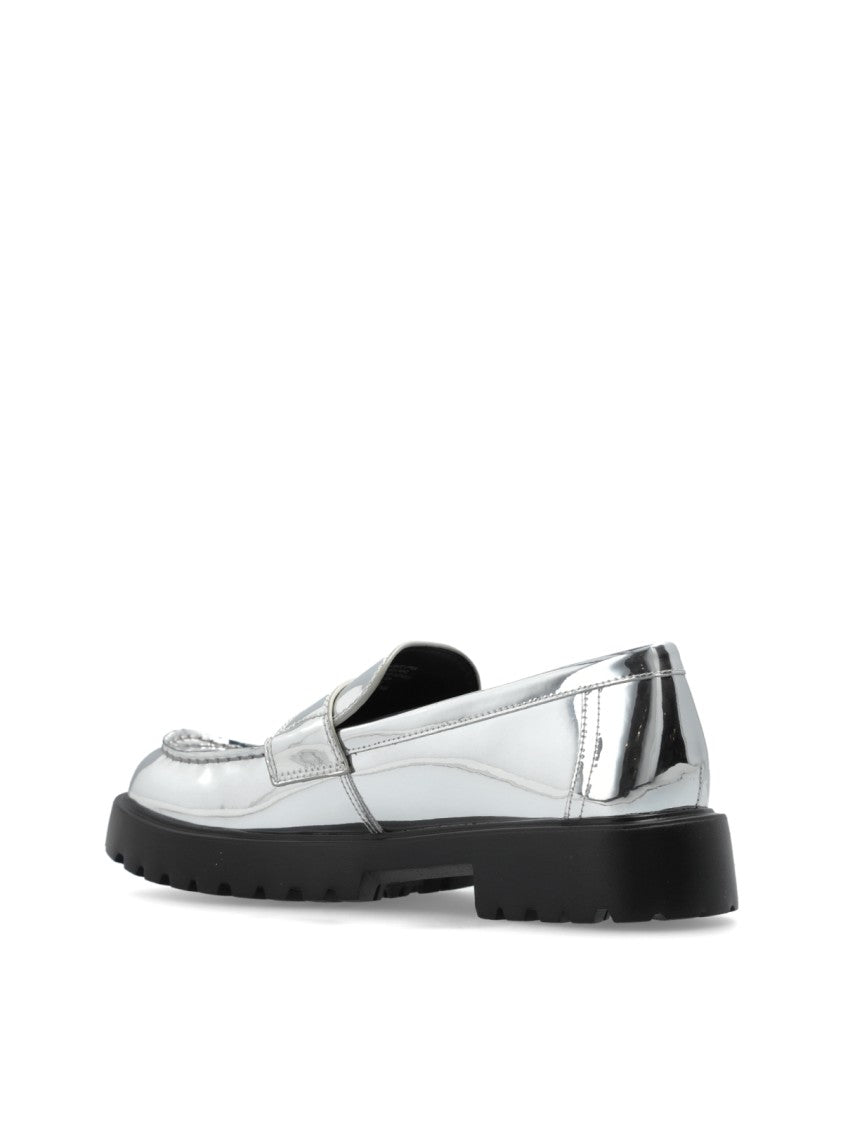 Tory Burch Mirrored Metallic Classic Logo Lug Loafers
