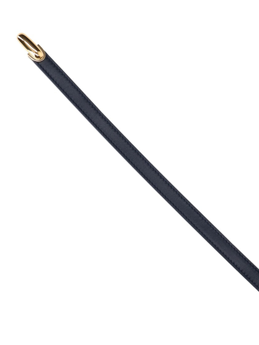 Savette Slim Minimalist Belt With Gold-Toned Curved Buckle