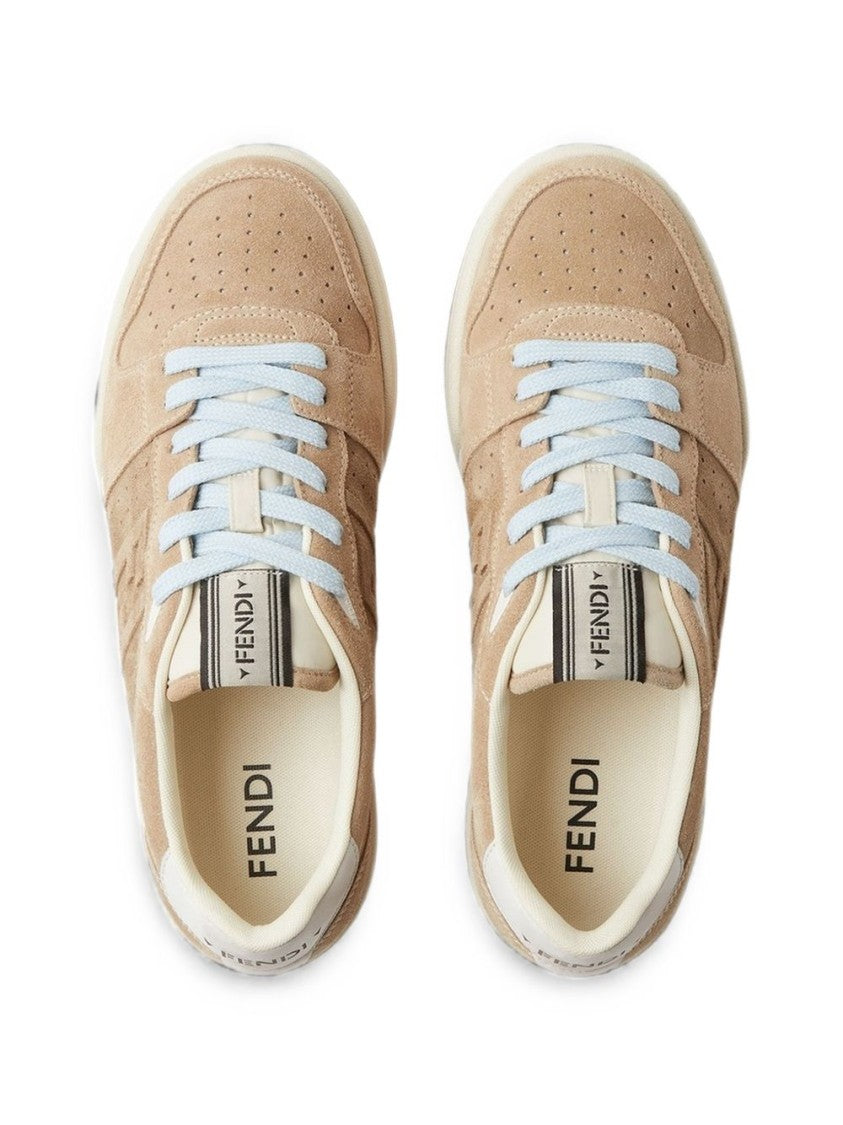Fendi Perforated Suede Low-Profile Sneakers