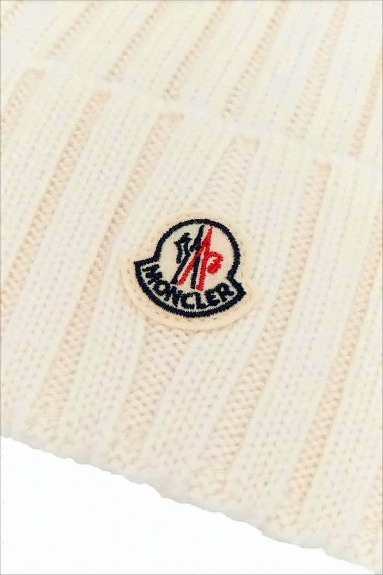 Moncler Ribbed Knit Beanie With Folded Cuff And Embroidered Logo