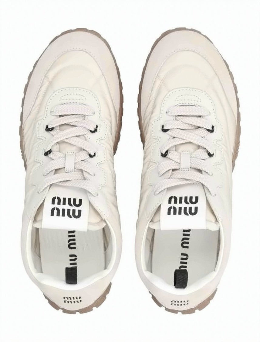 Miu Miu Technical Polyamide And Suede Sneakers With Contrasting Rubber Sole