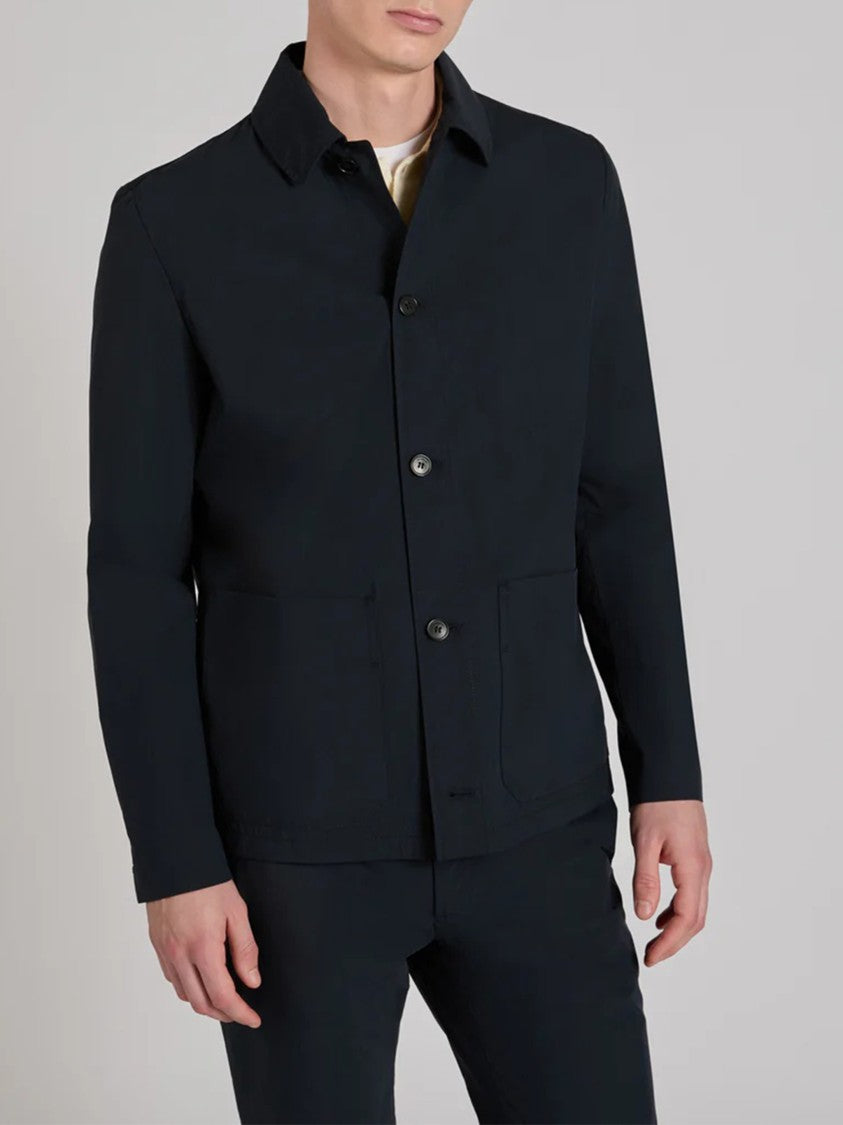 Incotex Black Button-Up Minimalist Cotton Jacket