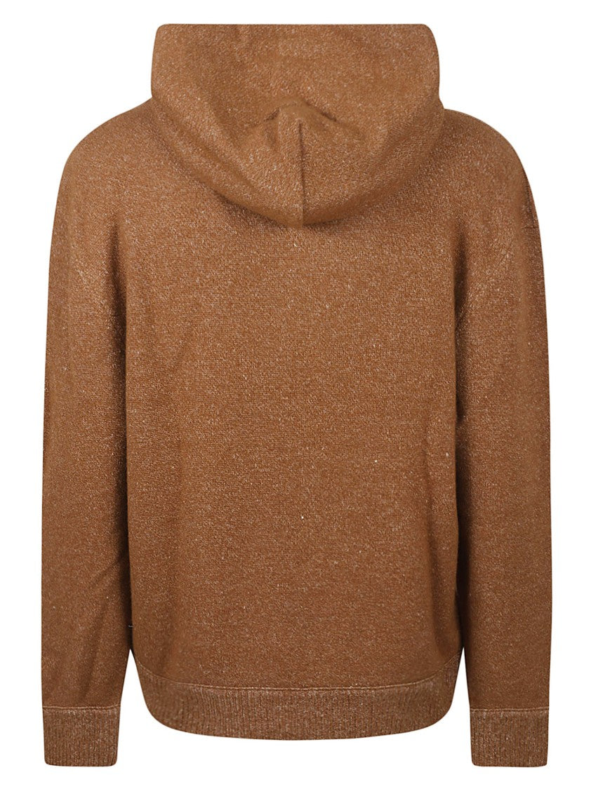 Zegna Relaxed Fit Brown Cashmere Blend Sweater
