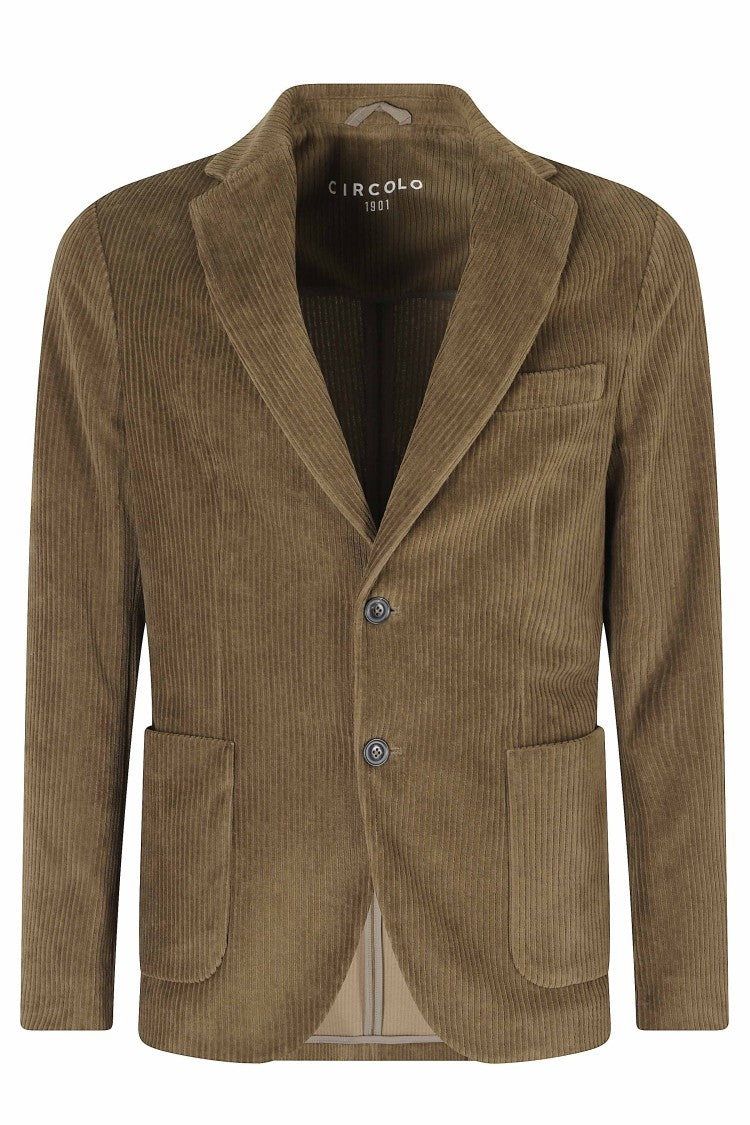 Circolo 1901 Green Corduroy Blazer With Notch Lapel And Double Vent
