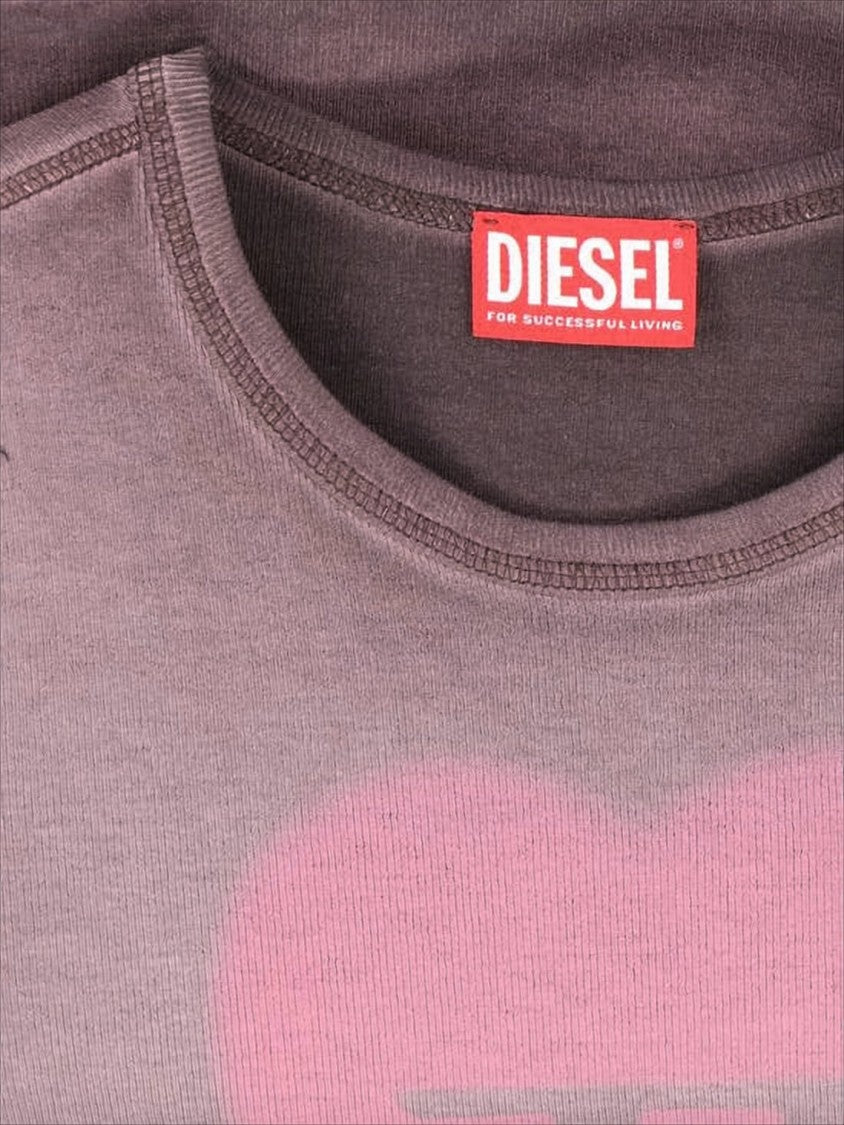 Diesel Fitted Mauve Graphic Crop Top