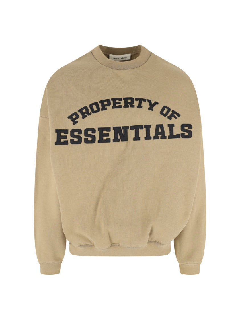 Fear Of God Essentials Neutral Relaxed Arched Logo Cropped Sweatshirt