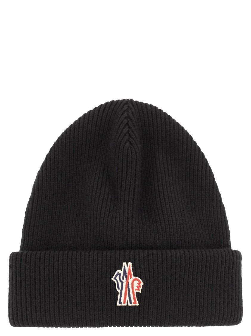 Moncler Grenoble Classic Beanie Wool Cap With Ribbed Texture