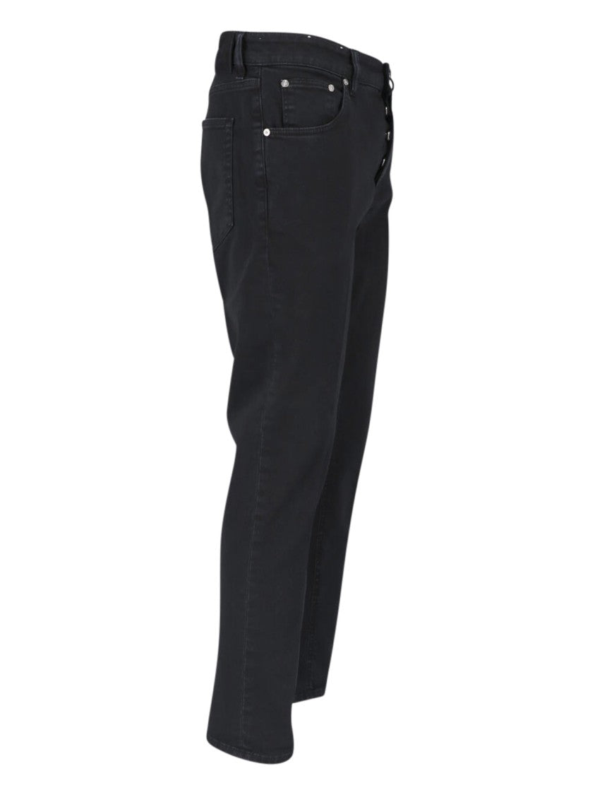 Pt Torino Black Straight-Leg Stretch Cotton Jeans