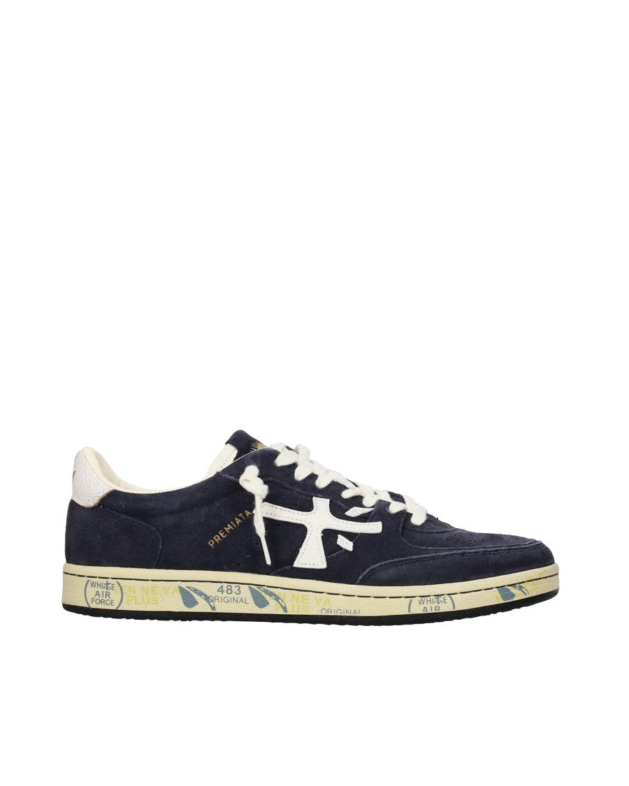 Premiata Blue Bsktclay Leather Suede Sneakers