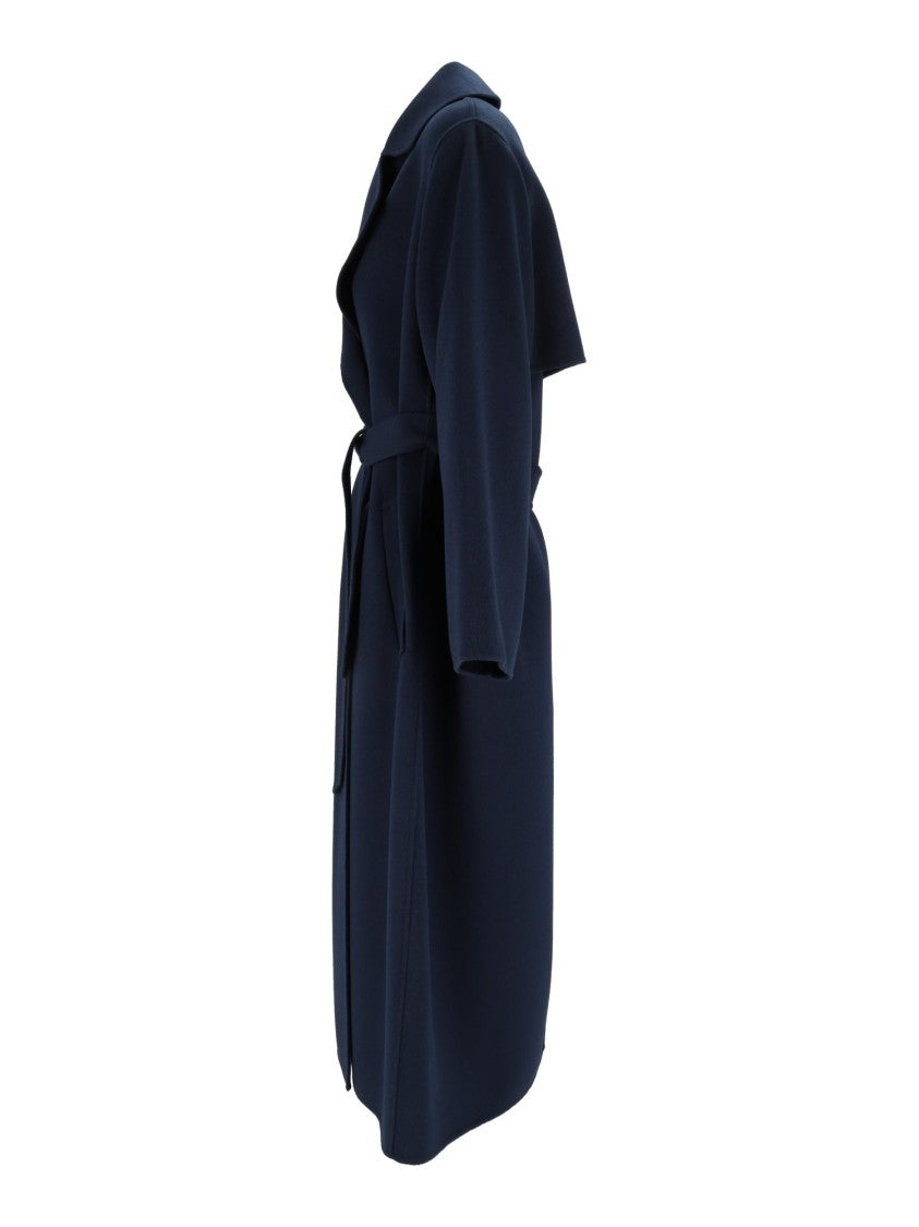 Max Mara Blue Operoso Belted Wrap Coat