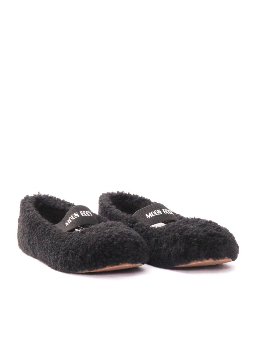Moon Boot Mb Shearling Branded Elastic Flats