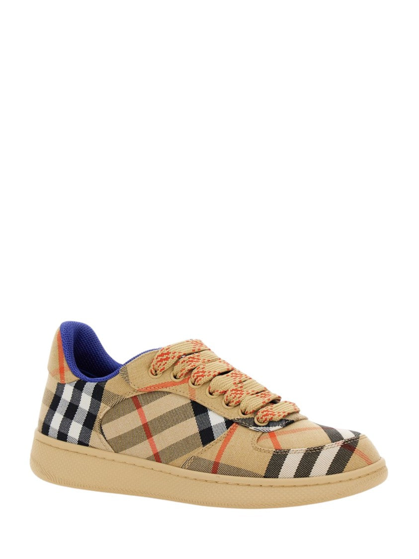 Burberry Beige All-Over Check Technical Sneakers