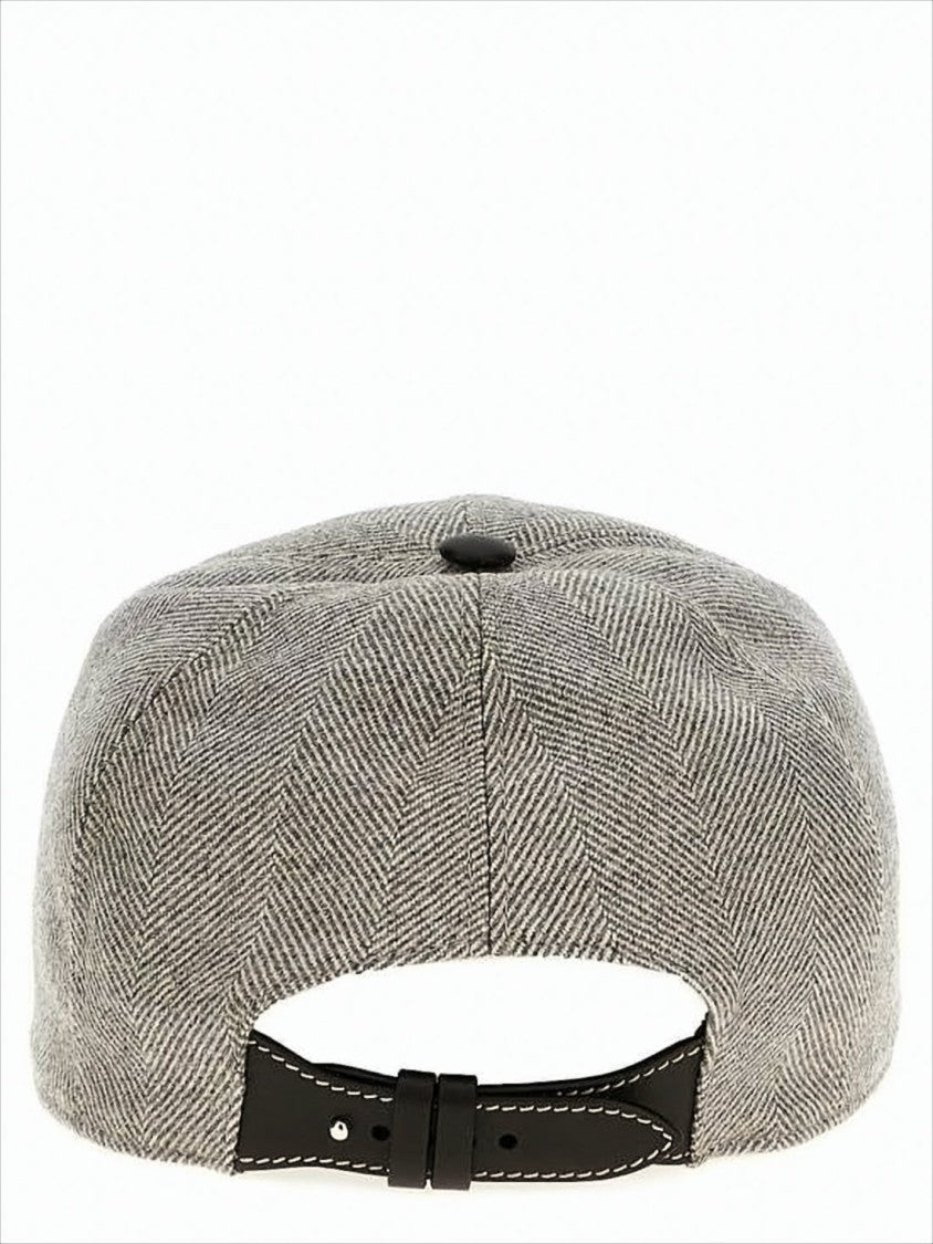 Berluti Textured Wool Cap With Calf Leather Brim